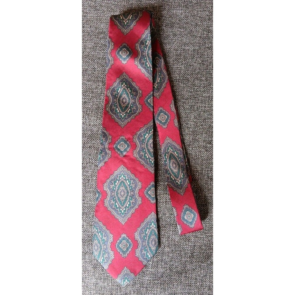 Tie 70s 80s 90s Y2K New Vintage Grahm And Lockwood Red Gray 3.75 Wide 57 Long